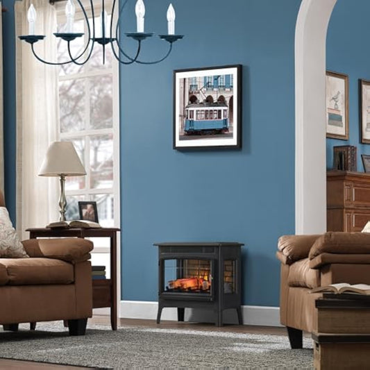 duraflame Freestanding Electric Fireplace Stove Heater with 3D Flame Effect for 1,000 Sq. Ft. Room, - Aimoptic