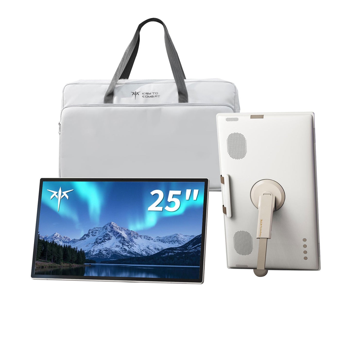 KTC 25" FHD Portable Touch Screen Monitor with Camera, Google EDLA,5000mAh Battery, Remote Control for Travel - Aimoptic