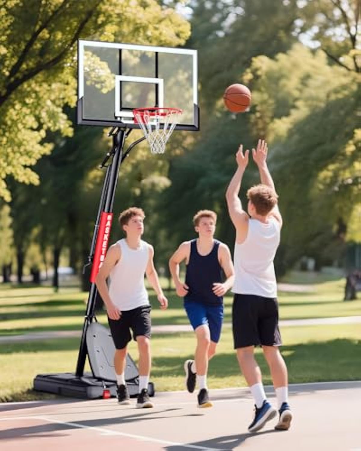 Basketball Hoop Outdoor 10 FT Height Adjustable, Portable Basketball Goals Systems with 45" Backboard for Youth Adults Kids - Backyard, Driveway, Indoor Play - Aimoptic