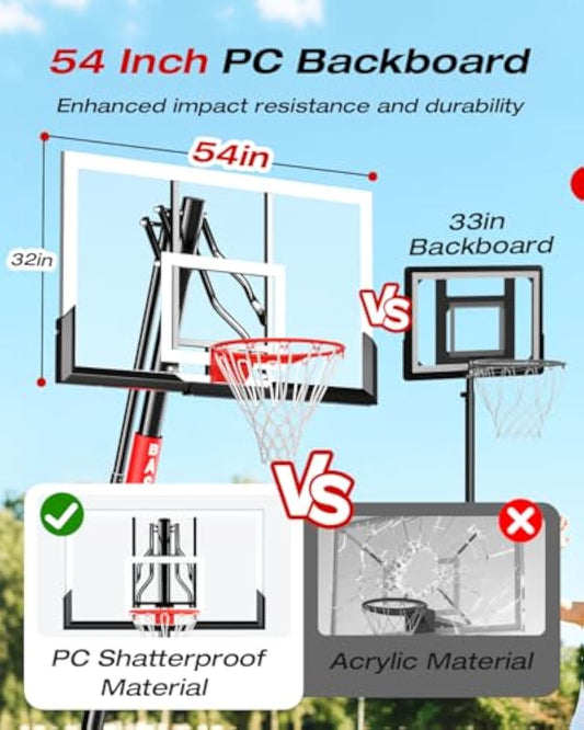 Basketball Hoop Outdoor 10 FT Height Adjustable, Portable Basketball Goals Systems with 45" Backboard for Youth Adults Kids - Backyard, Driveway, Indoor Play - Aimoptic