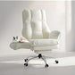 Big and Tall Office Chair, Flip Armrests for Pets & Cross Legged Sitting, Executive Ergonomic Computer Gaming Chair with Foot Rest, Teddy Fleece Wide Seat Reclining Desk Chair - Aimoptic