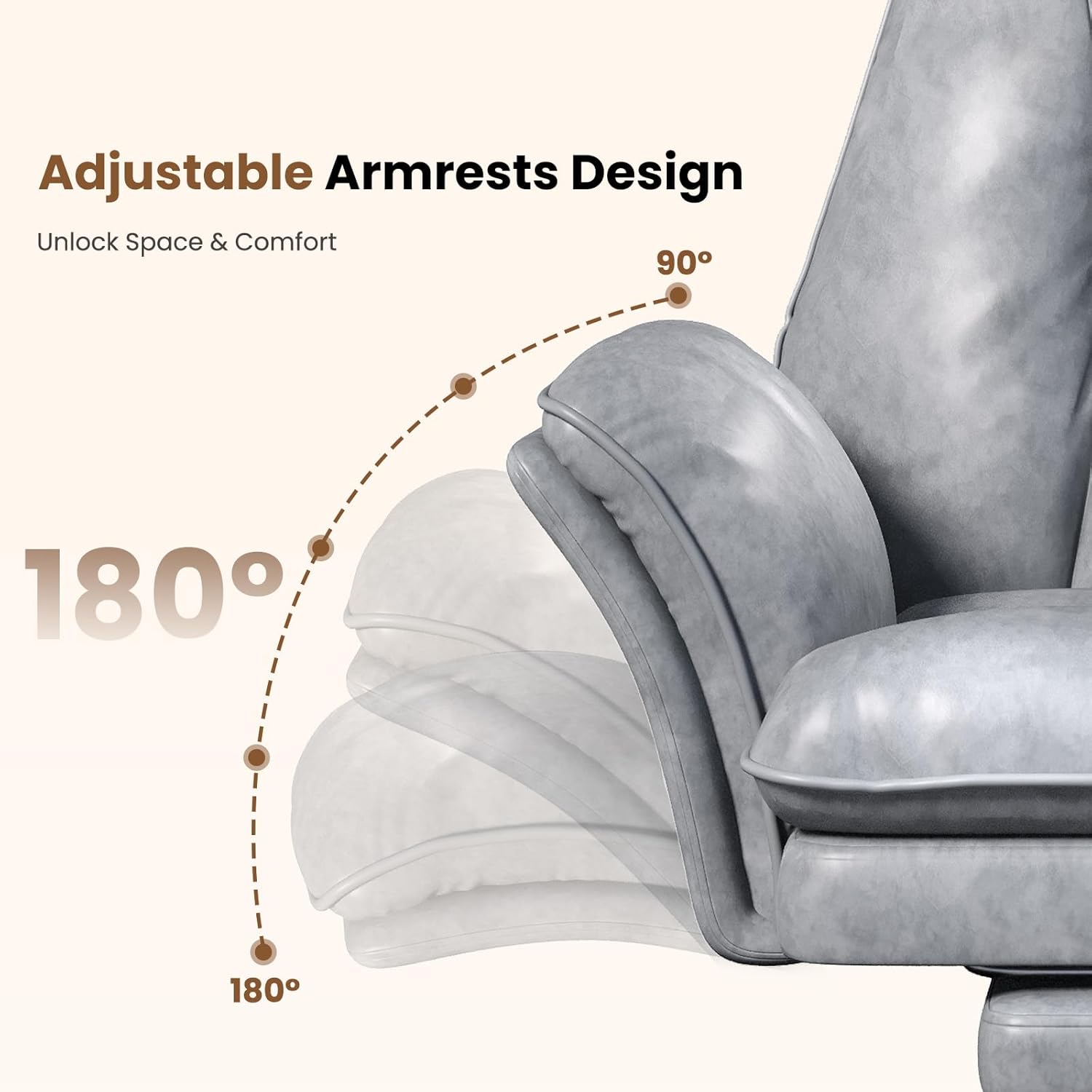 Big and Tall Office Chair, Flip Armrests for Pets & Cross Legged Sitting, Executive Ergonomic Computer Gaming Chair with Foot Rest, Teddy Fleece Wide Seat Reclining Desk Chair - Aimoptic