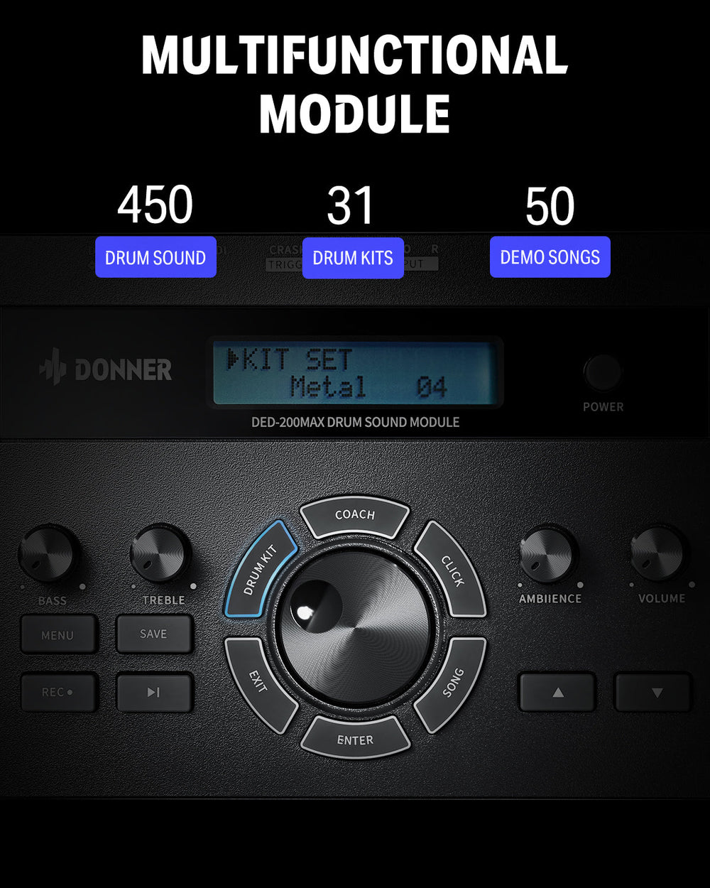 Donner DED - 200 MAX Electronic Drum Kit - Aimoptic