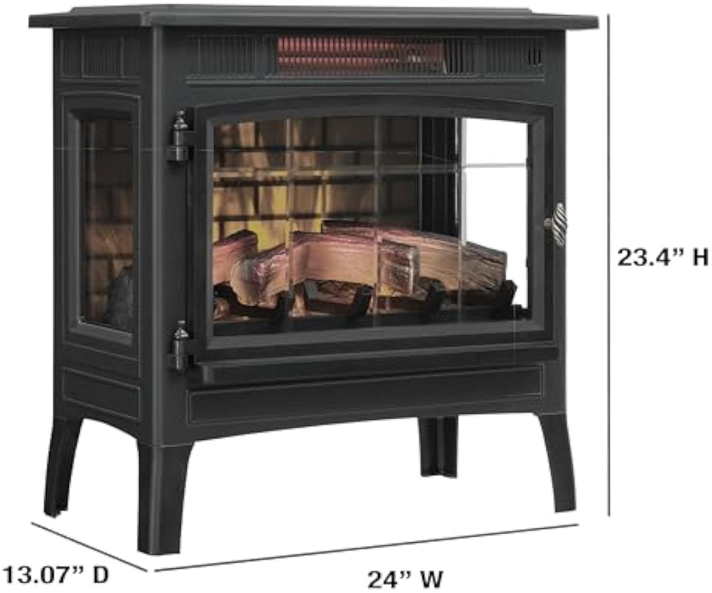 duraflame Freestanding Electric Fireplace Stove Heater with 3D Flame Effect for 1,000 Sq. Ft. Room, - Aimoptic