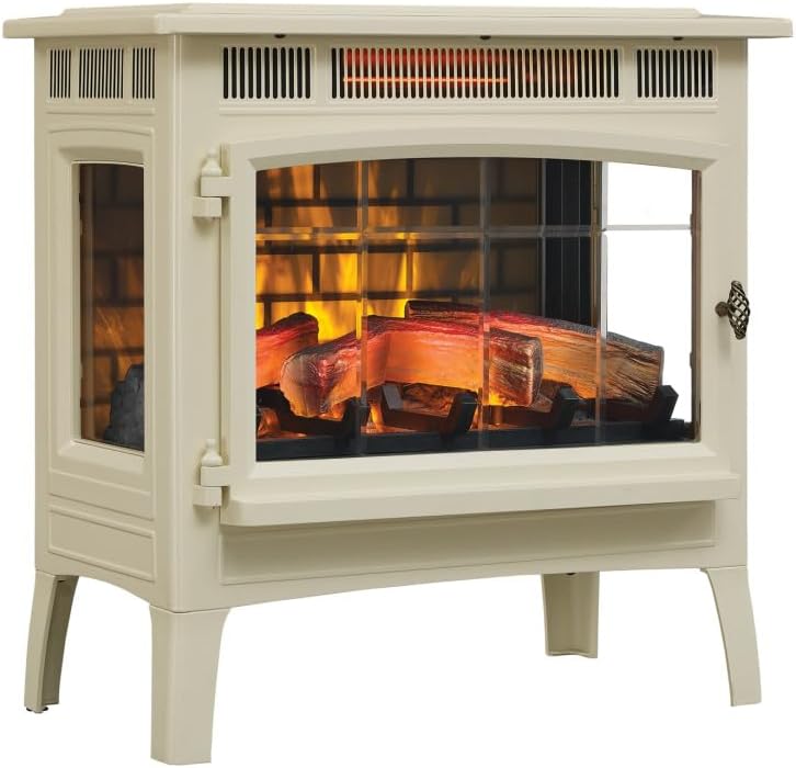 duraflame Freestanding Electric Fireplace Stove Heater with 3D Flame Effect for 1,000 Sq. Ft. Room, - Aimoptic