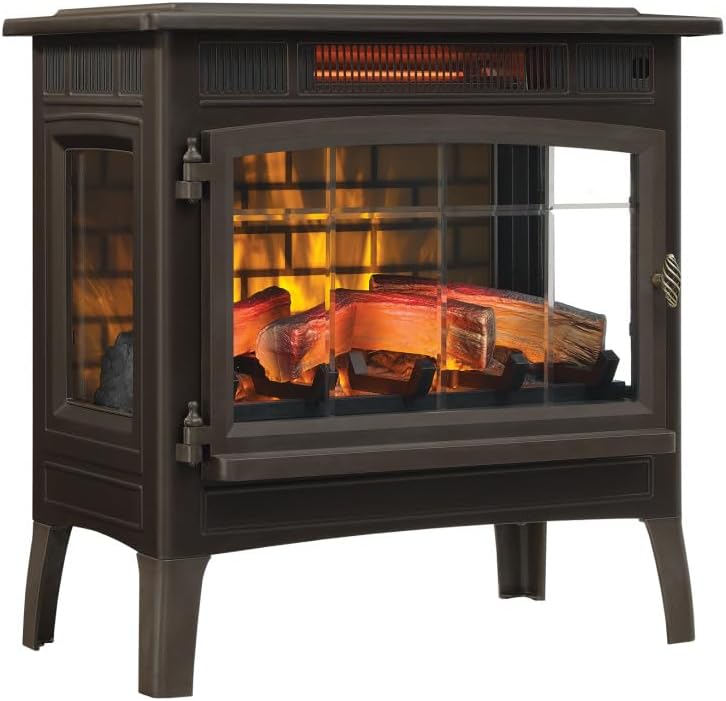 duraflame Freestanding Electric Fireplace Stove Heater with 3D Flame Effect for 1,000 Sq. Ft. Room, - Aimoptic