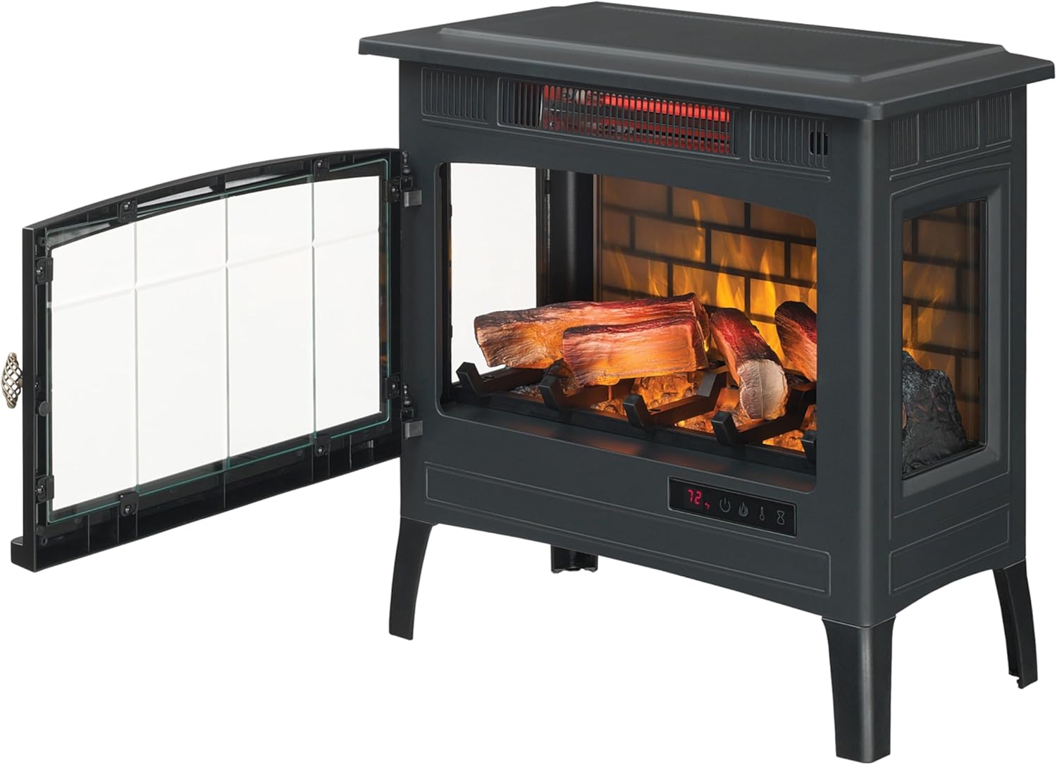 duraflame Freestanding Electric Fireplace Stove Heater with 3D Flame Effect for 1,000 Sq. Ft. Room, - Aimoptic