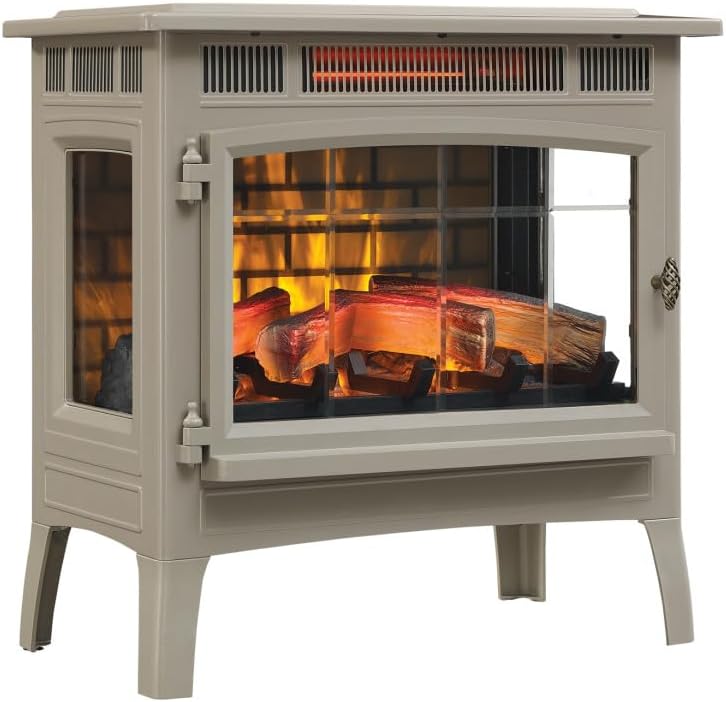 duraflame Freestanding Electric Fireplace Stove Heater with 3D Flame Effect for 1,000 Sq. Ft. Room, - Aimoptic