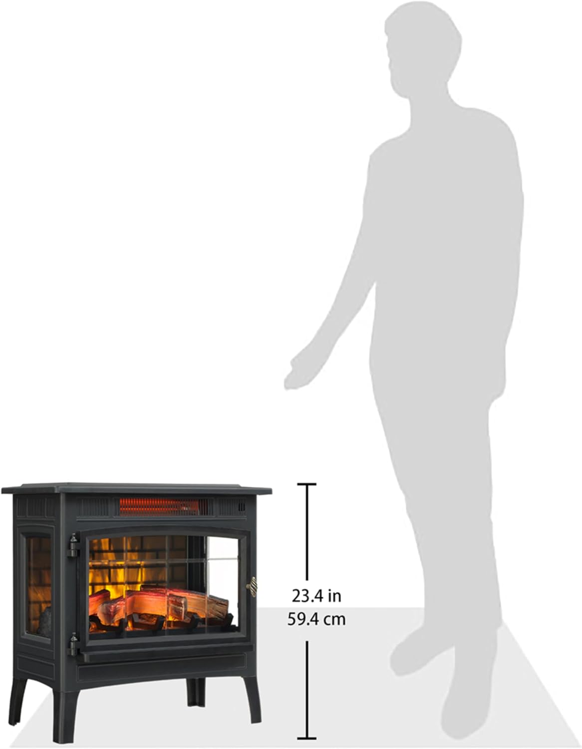 duraflame Freestanding Electric Fireplace Stove Heater with 3D Flame Effect for 1,000 Sq. Ft. Room, - Aimoptic