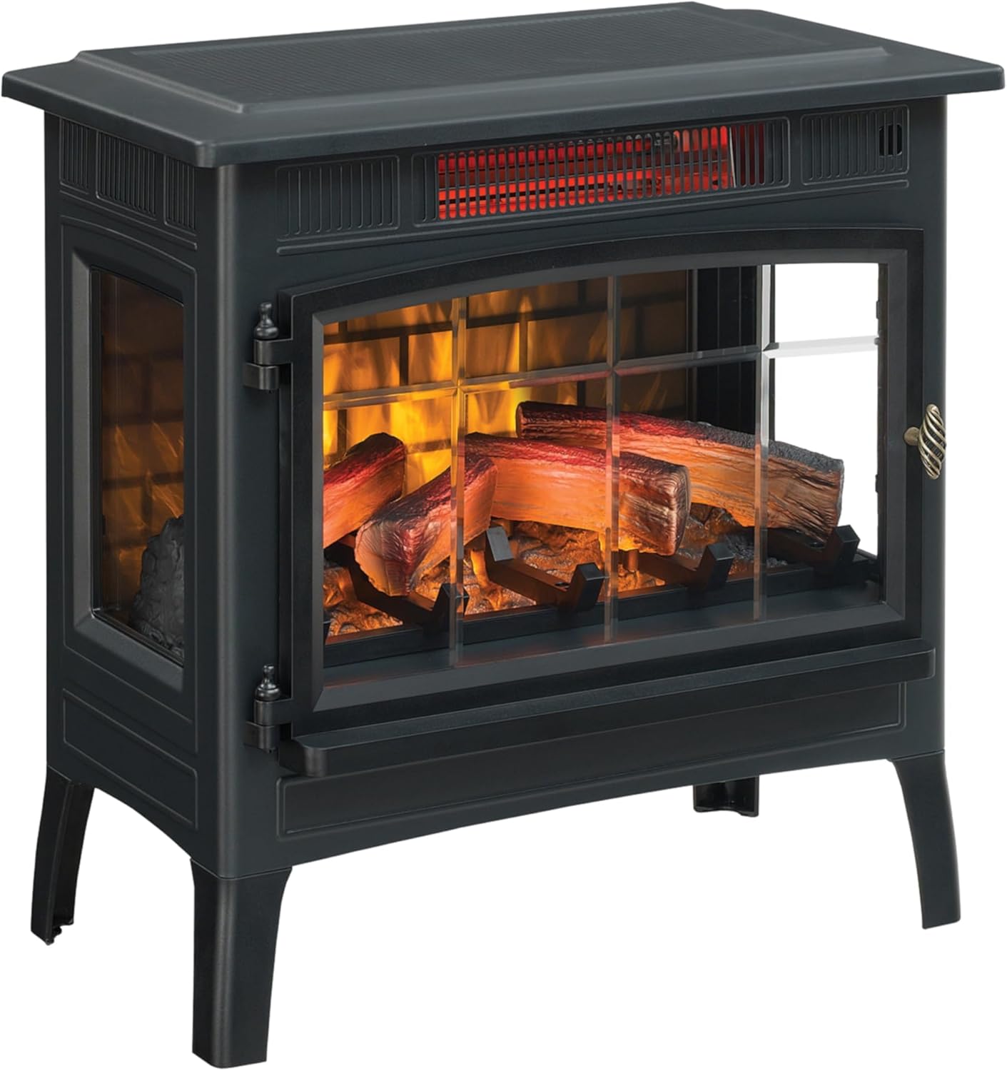 duraflame Freestanding Electric Fireplace Stove Heater with 3D Flame Effect for 1,000 Sq. Ft. Room, - Aimoptic