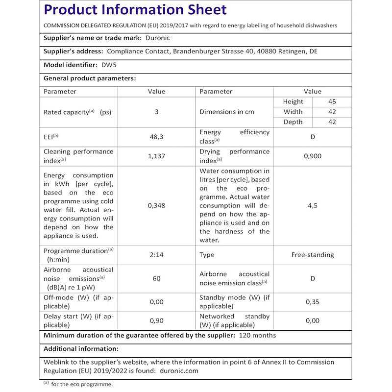 Duronic Table Top Dishwasher DW5 - Aimoptic