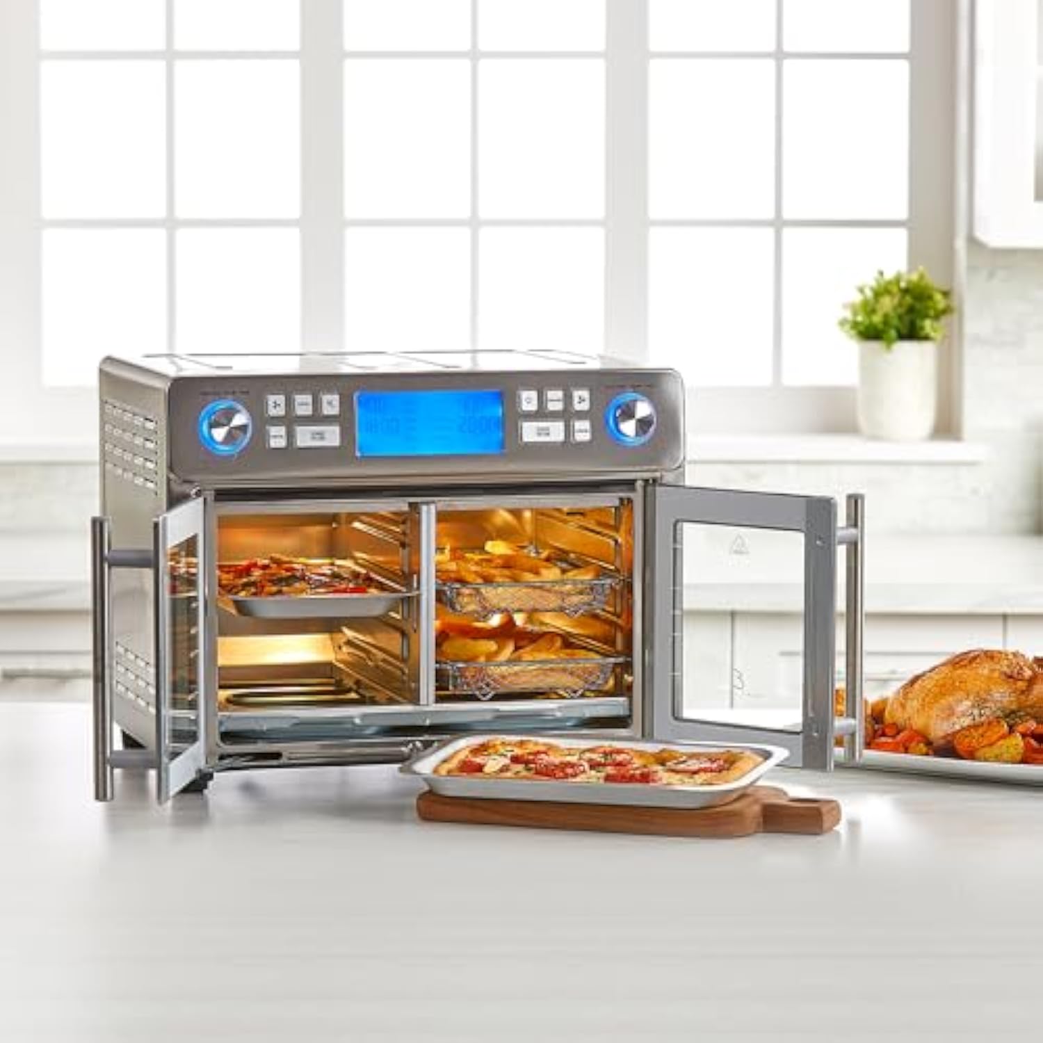Emeril Lagasse Dual Zone 360 Air Fryer Oven Combo with French Door, 25 QT Extra Large, Cook Two Foods in Different Ways, Up to 60% Faster from Frozen to Finish - Aimoptic
