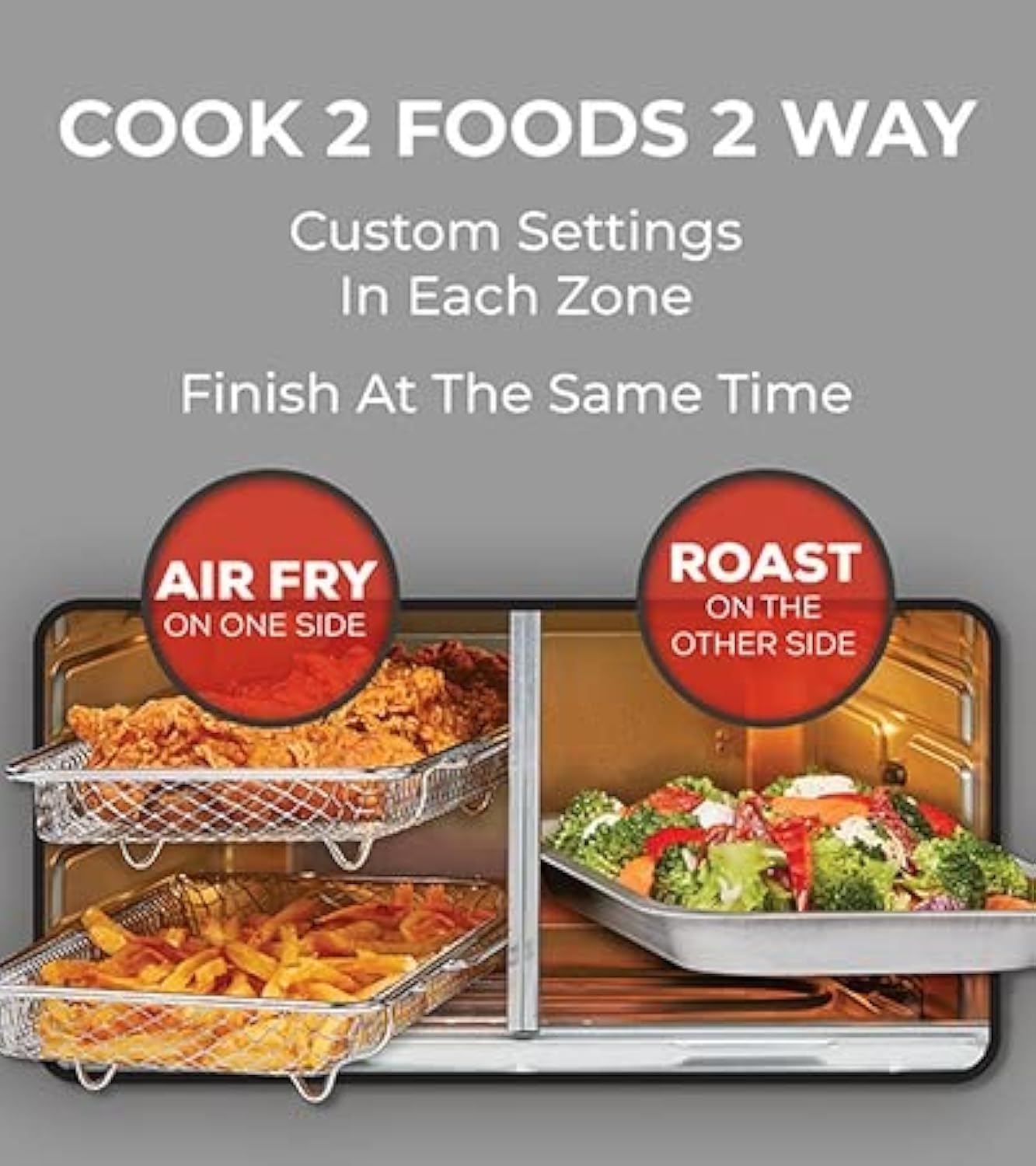Emeril Lagasse Dual Zone 360 Air Fryer Oven Combo with French Door, 25 QT Extra Large, Cook Two Foods in Different Ways, Up to 60% Faster from Frozen to Finish - Aimoptic