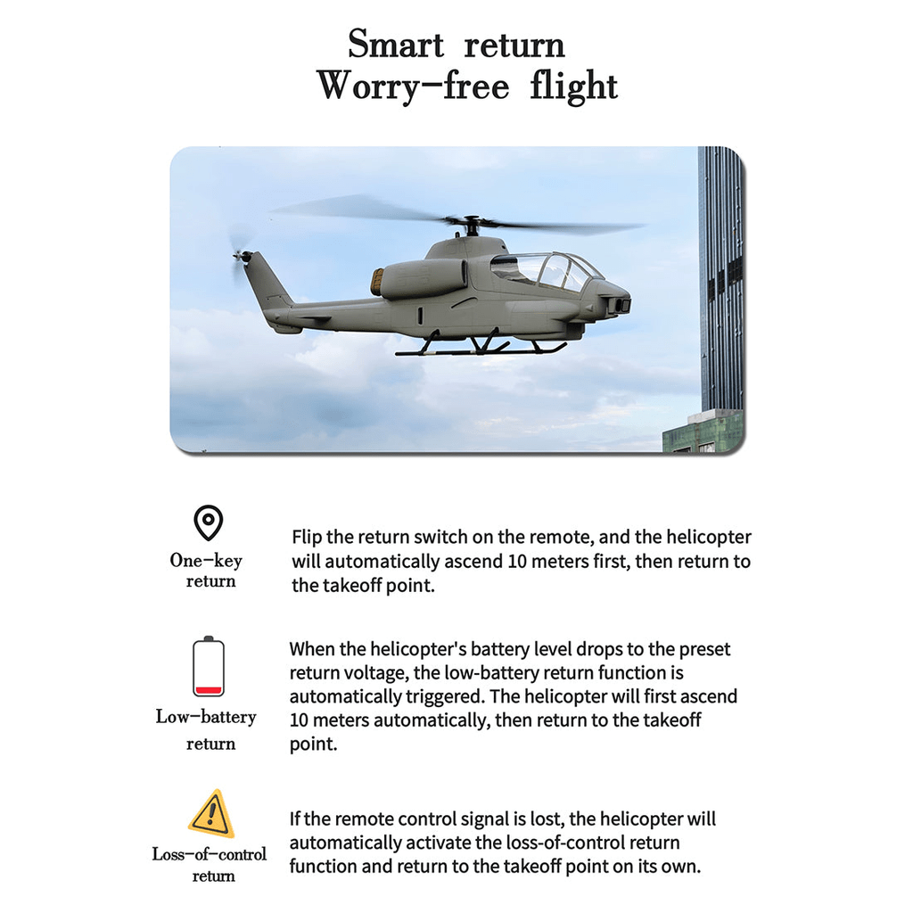 FLISHRC FL500 AH - 1 Cobra 500 - Class Large Scale GPS RC Helicopter Model with L7 Flight Controller 2.4G 6CH RTF - Aimoptic