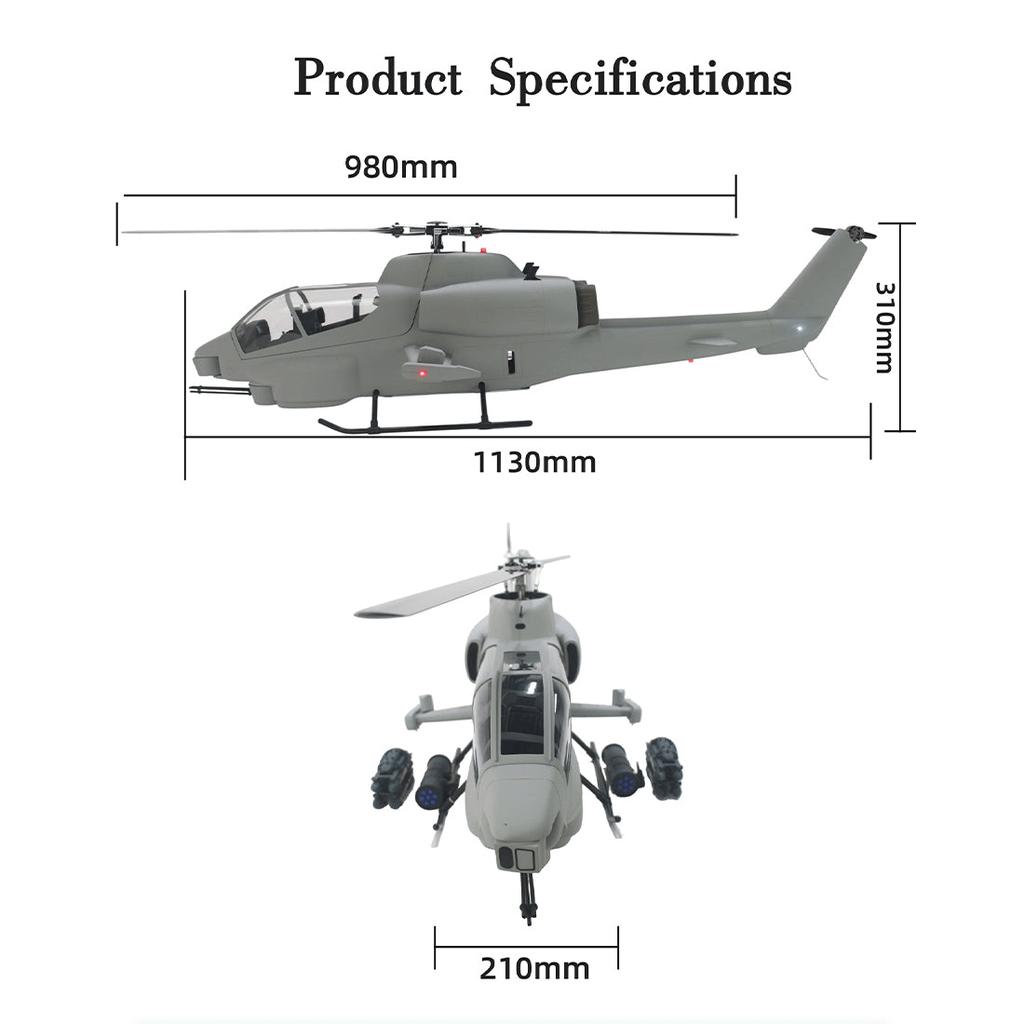 FLISHRC FL500 AH - 1 Cobra 500 - Class Large Scale GPS RC Helicopter Model with L7 Flight Controller 2.4G 6CH RTF - Aimoptic