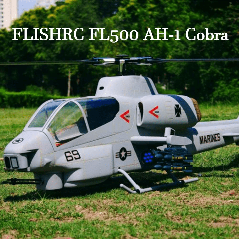 FLISHRC FL500 AH - 1 Cobra 500 - Class Large Scale GPS RC Helicopter Model with L7 Flight Controller 2.4G 6CH RTF - LL - Aimoptic