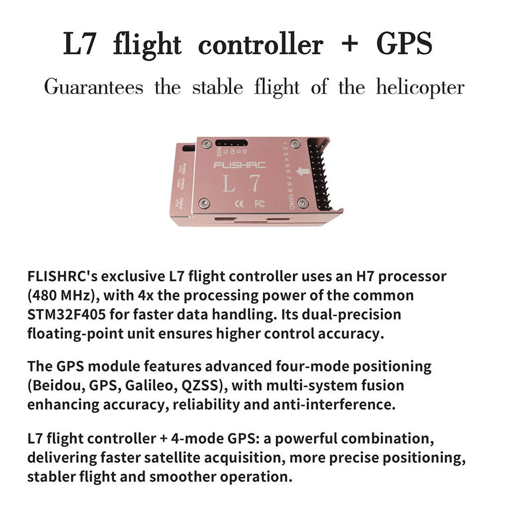 FLISHRC FL500 AH - 1 Cobra 500 - Class Large Scale GPS RC Helicopter Model with L7 Flight Controller 2.4G 6CH RTF - LL - Aimoptic
