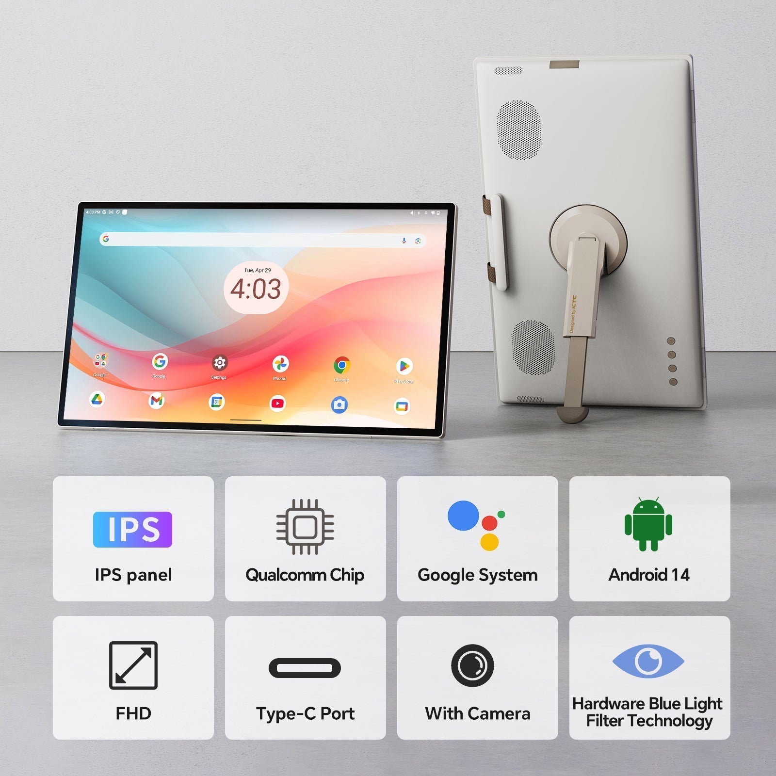 KTC 25" FHD Portable Touch Screen Monitor with Camera, Google EDLA,5000mAh Battery, Remote Control for Travel - Aimoptic