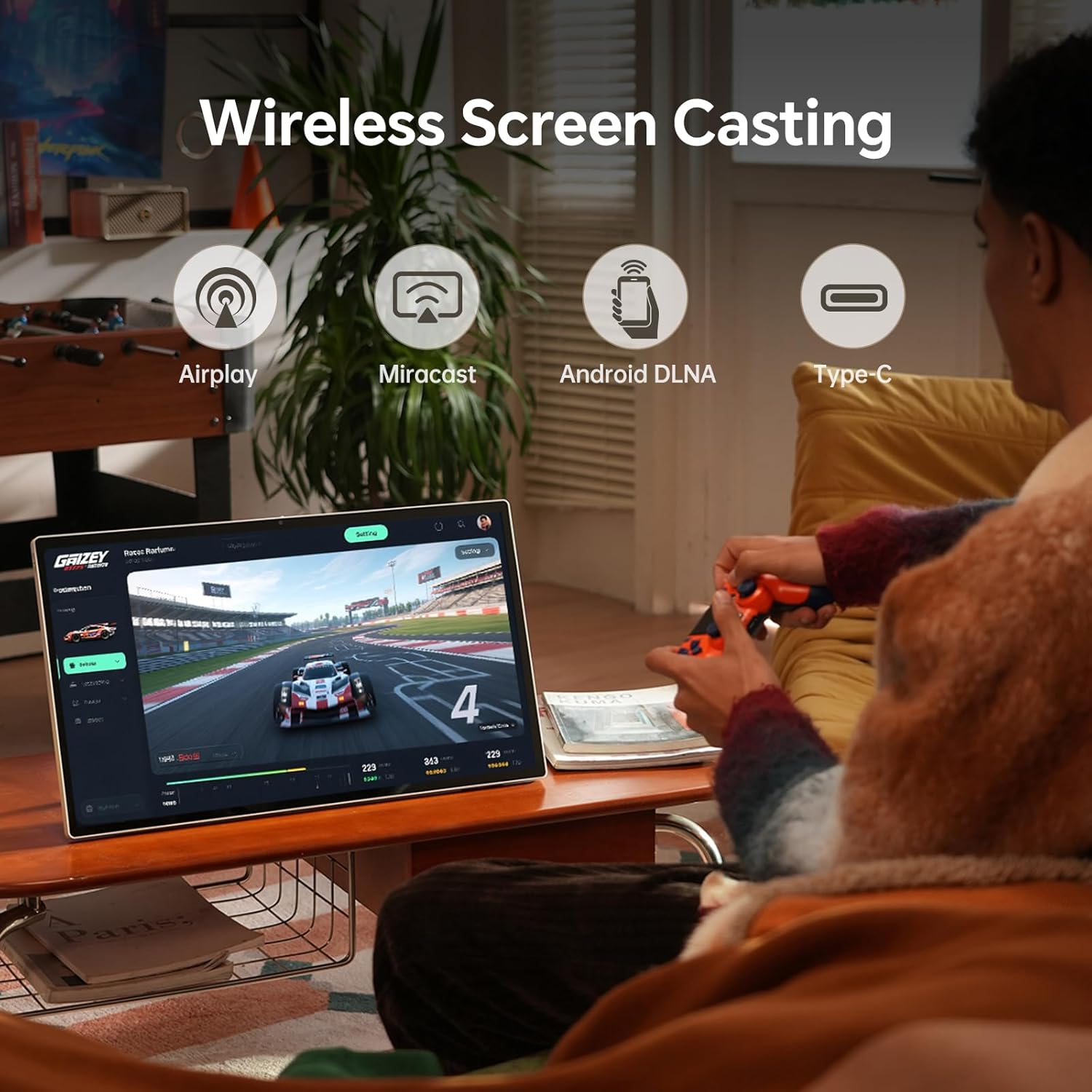 KTC 25" FHD Portable Touch Screen Monitor with Camera, Google EDLA,5000mAh Battery, Remote Control for Travel - Aimoptic