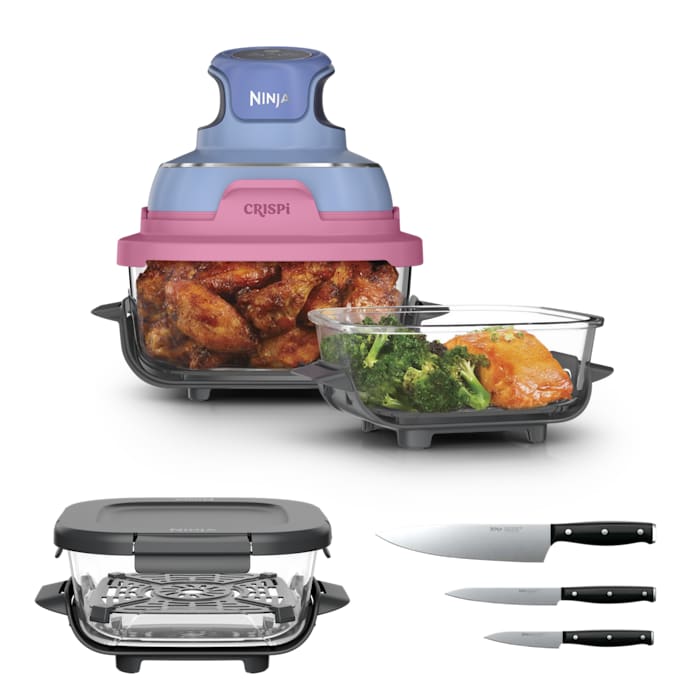 Ninja Crispi® 4 - in - 1 Portable Glass Air Fryer Cooking System, Plum Daydream - Aimoptic