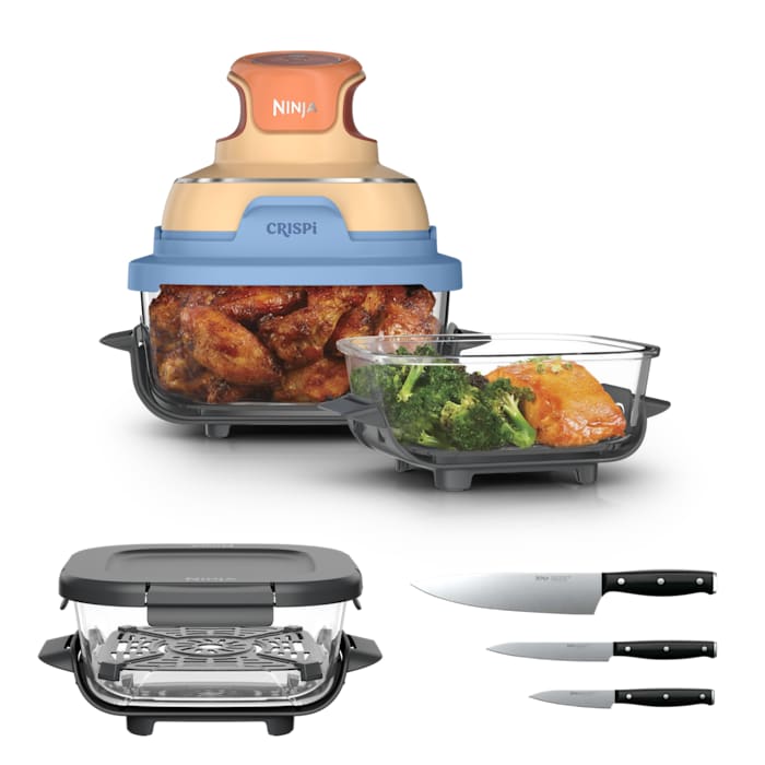 Ninja Crispi® 4 - in - 1 Portable Glass Air Fryer Cooking System, Plum Daydream - Aimoptic