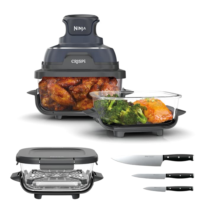 Ninja Crispi® 4 - in - 1 Portable Glass Air Fryer Cooking System, Plum Daydream - Aimoptic