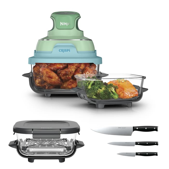 Ninja Crispi® 4 - in - 1 Portable Glass Air Fryer Cooking System, Plum Daydream - Aimoptic