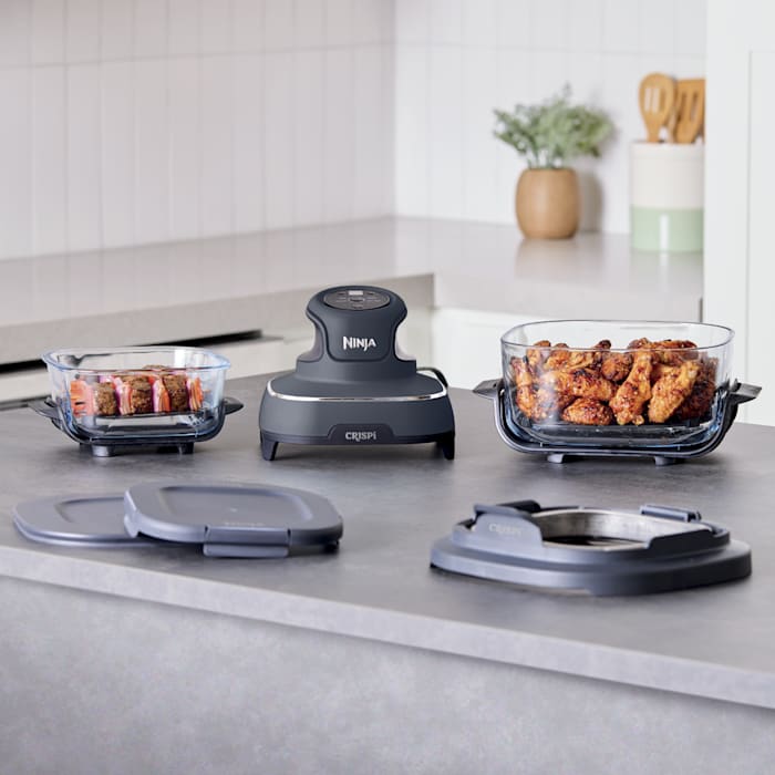 Ninja Crispi® 4 - in - 1 Portable Glass Air Fryer Cooking System, Plum Daydream - Aimoptic