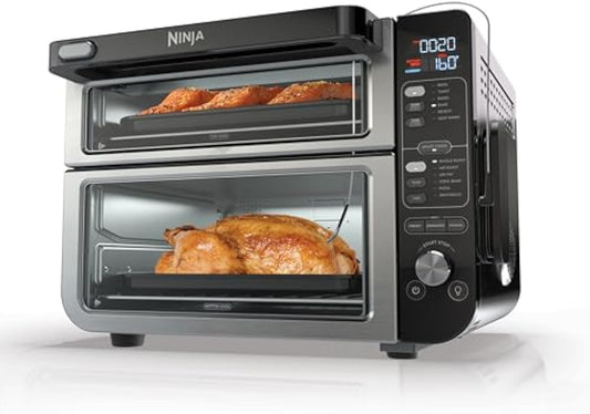 Ninja DCT451 12 - in - 1 Smart Double Oven with FlexDoor, Thermometer, FlavorSeal, Smart Finish, Rapid Top Convection and Air Fry Bottom , Stainless Steel - Aimoptic