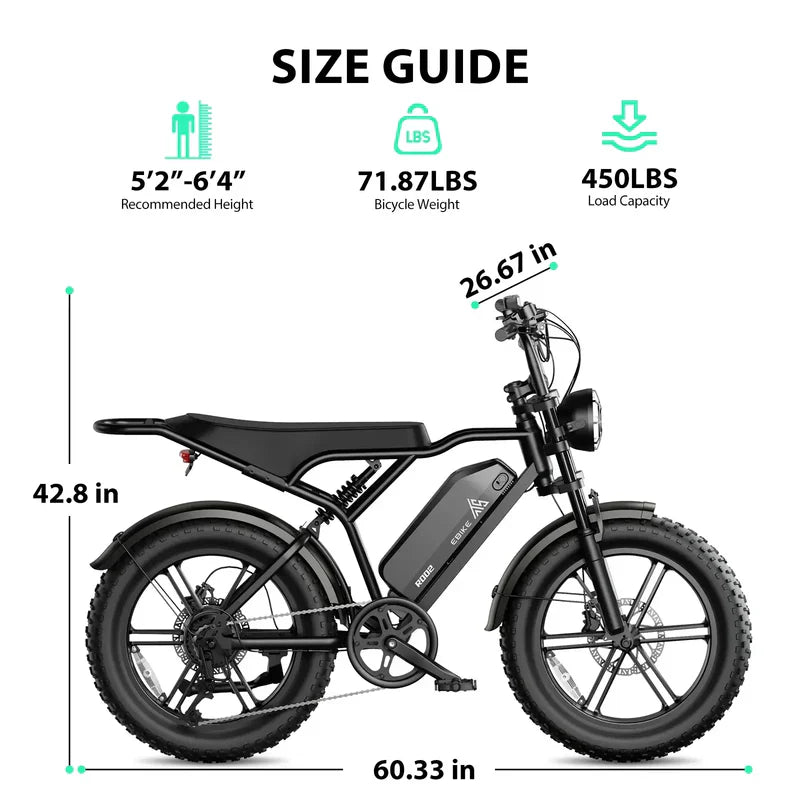 TST® R002 20'' 1500W Full Suspension Moped - style Electric Bike - Aimoptic