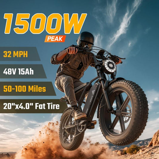 TST® R002 20'' 1500W Full Suspension Moped - style Electric Bike - Aimoptic