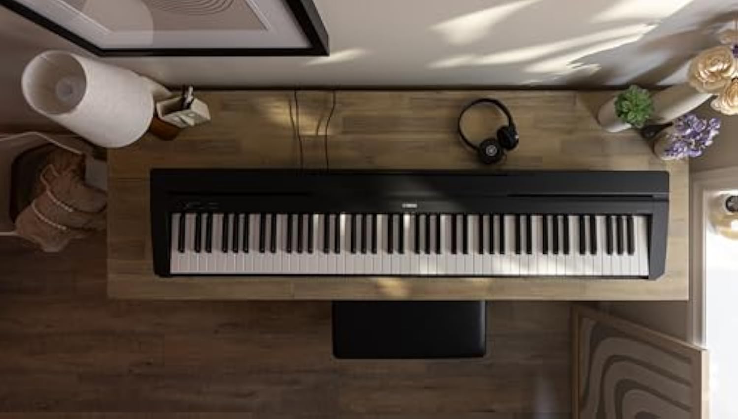 YAMAHA P71 88 - Key Weighted Action Digital Piano with Sustain Pedal and Power Supply - Aimoptic