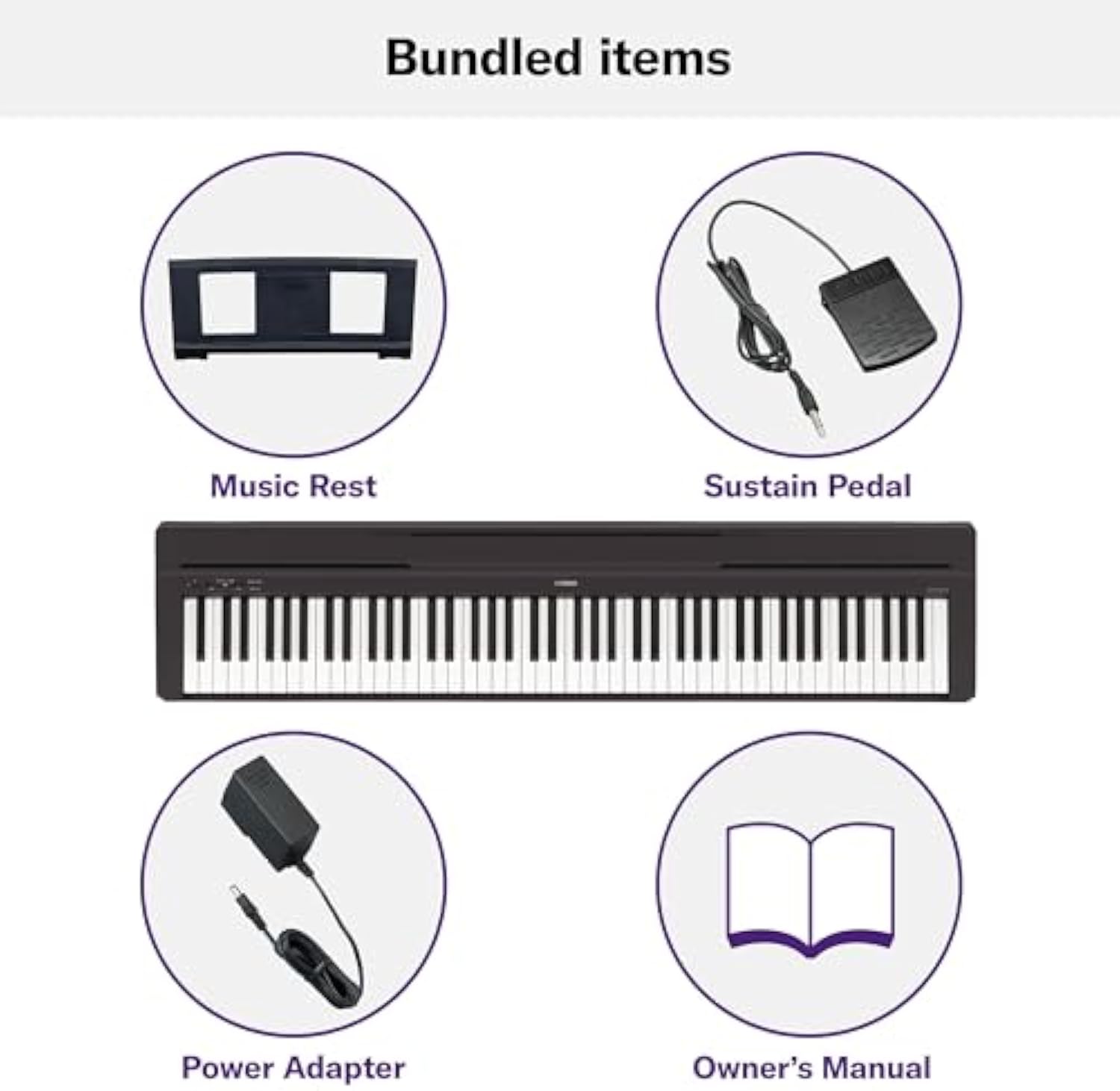 YAMAHA P71 88 - Key Weighted Action Digital Piano with Sustain Pedal and Power Supply - Aimoptic