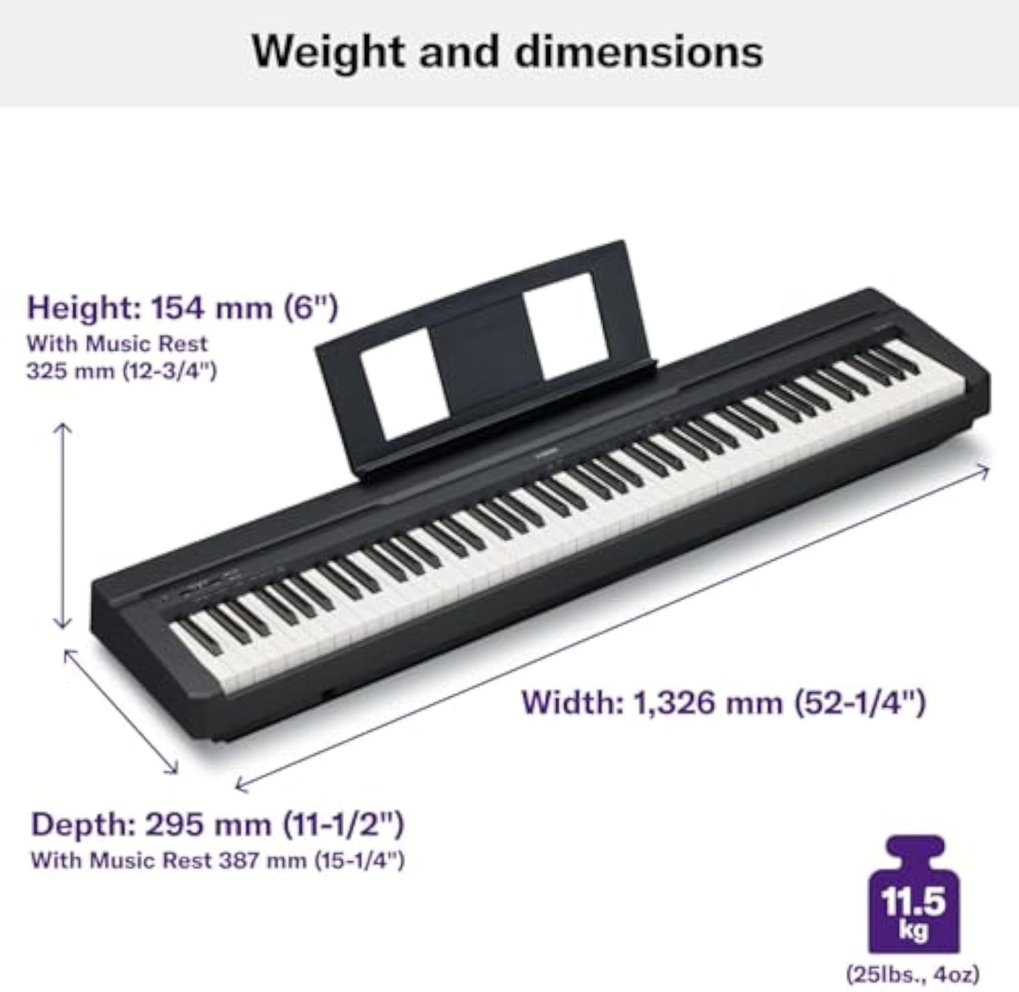 YAMAHA P71 88 - Key Weighted Action Digital Piano with Sustain Pedal and Power Supply - Aimoptic