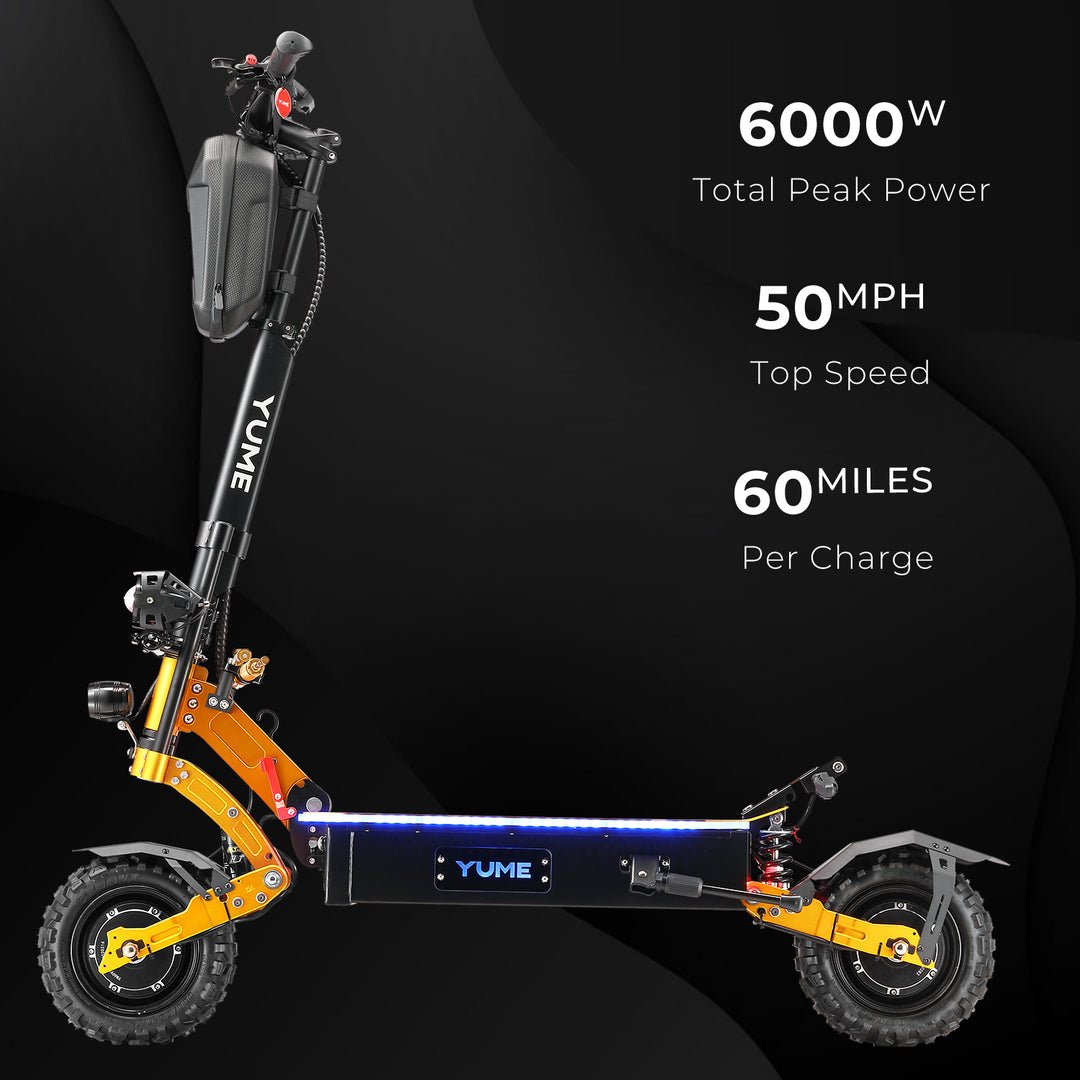 YUME SCOOTER X11+ 6000W Motor Scooter, 50MPH 56/60 Miles 60V 27/30AH Electric Scooter for Adults, 11" Tire with Steering Damper 440lbs Max Loading Adult E - Scooter,UL - 2272 Certified - LL - Aimoptic