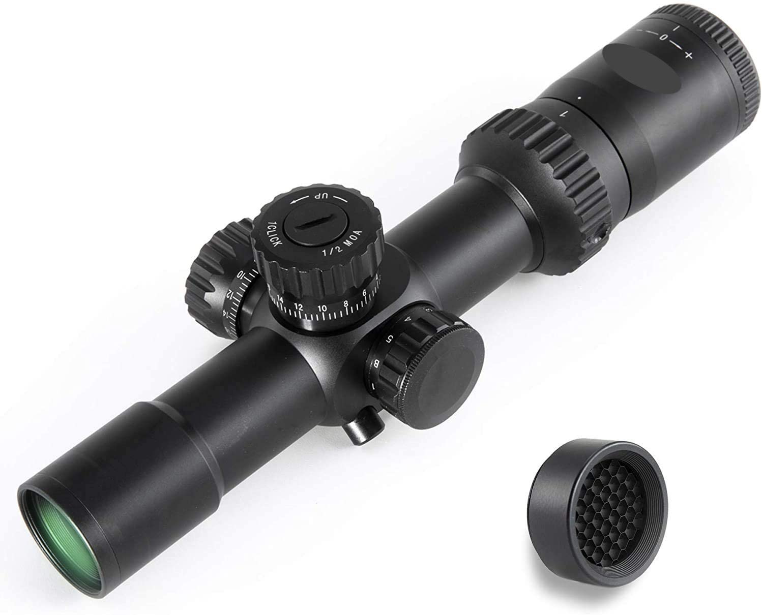 1 - 5x24 First Focal Plane FFP Scope with Red Green Illuminated MOA Reticle, Anti - Reflection Devices - Aimoptic