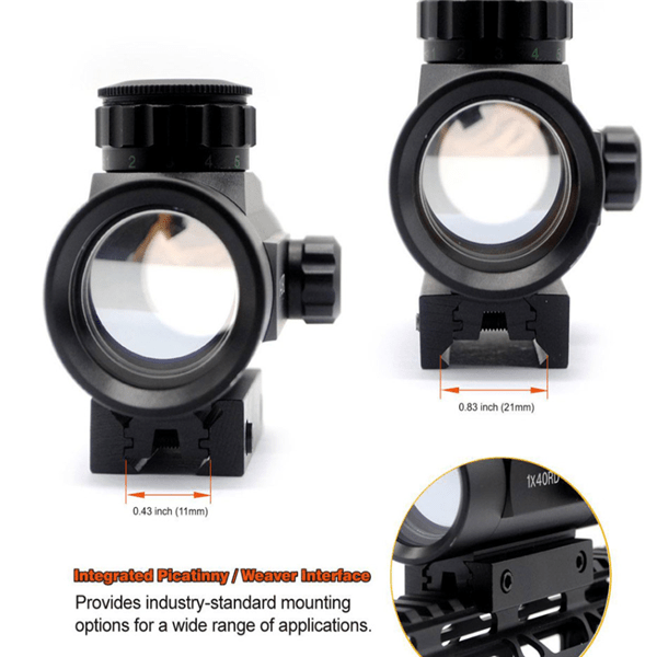 1x40 Red Dot Scope Sight Rifle Scope Green Red Dot Collimator Dot with 11mm/20mm Rail Mount Airsoft Air Hunting - Aimoptic