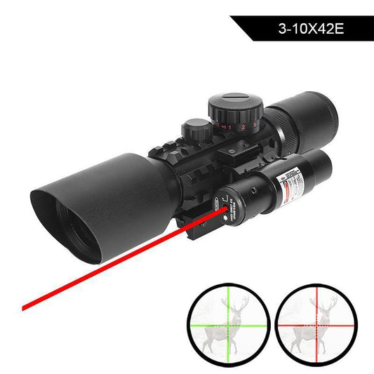 3 - 10X42E M9 Holographic Sight Scope Wide - field Riflescope with Red Laser and Herring Bone Strutting - Aimoptic