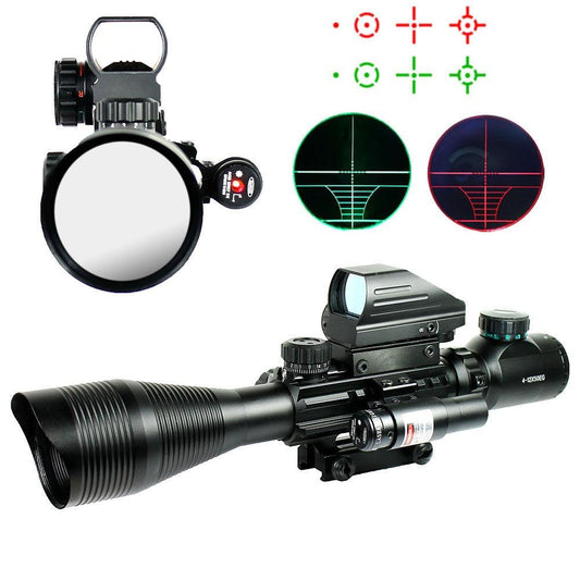 4 - 12X50 EG 3 in 1 Tactical Air Gun Red Green Dot Laser Sight Scope Holographic Optics Rifle Scope - Aimoptic