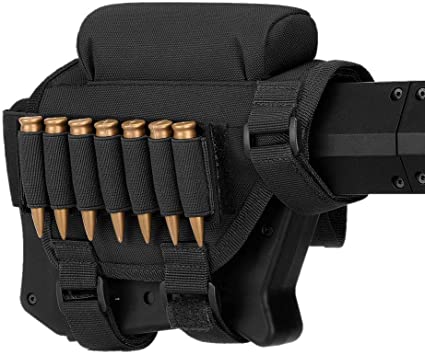Adjustable Outdoor Tactical Butt Stock Rifle Cheek Rest Pouch Bullet Holder Nylon Riser Pad Ammo Cartridges Bag - Aimoptic