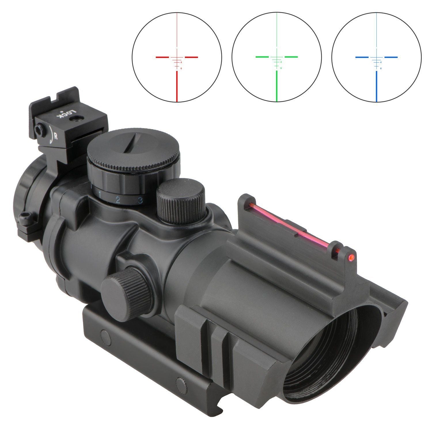 Compact 4x32 Illuminated Reticle Optic with Fiber Optic Front Sight - Aimoptic