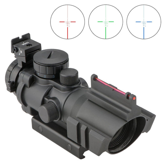 Compact 4x32 Illuminated Reticle Optic with Fiber Optic Front Sight - Aimoptic