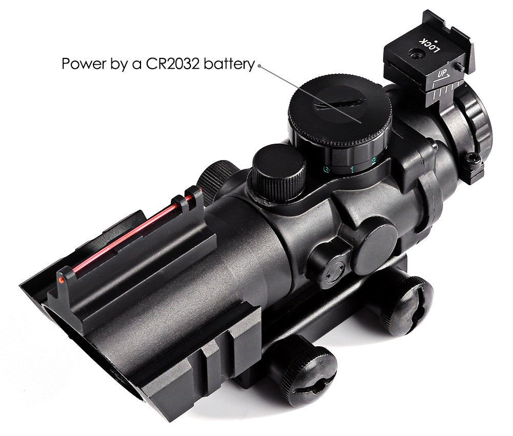 Compact 4x32 Illuminated Reticle Optic with Fiber Optic Front Sight - Aimoptic