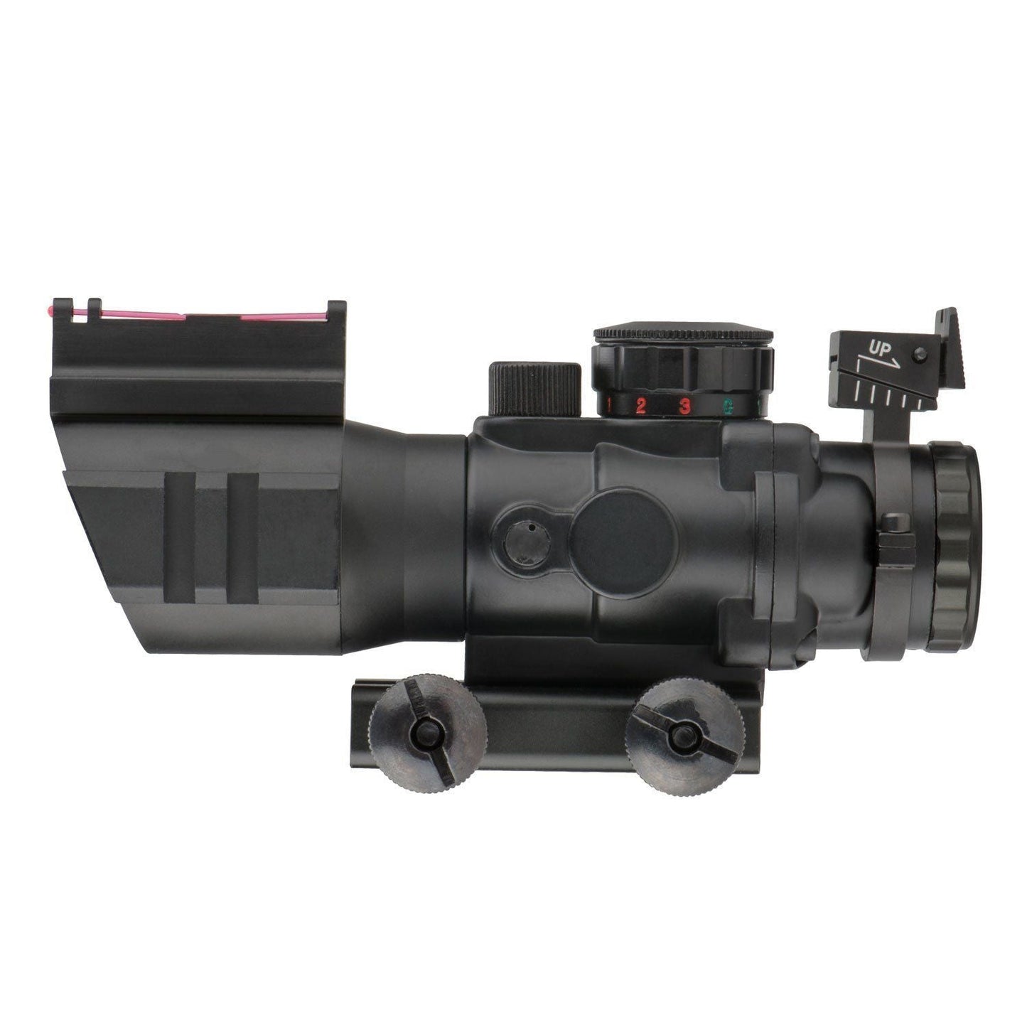 Compact 4x32 Illuminated Reticle Optic with Fiber Optic Front Sight - Aimoptic