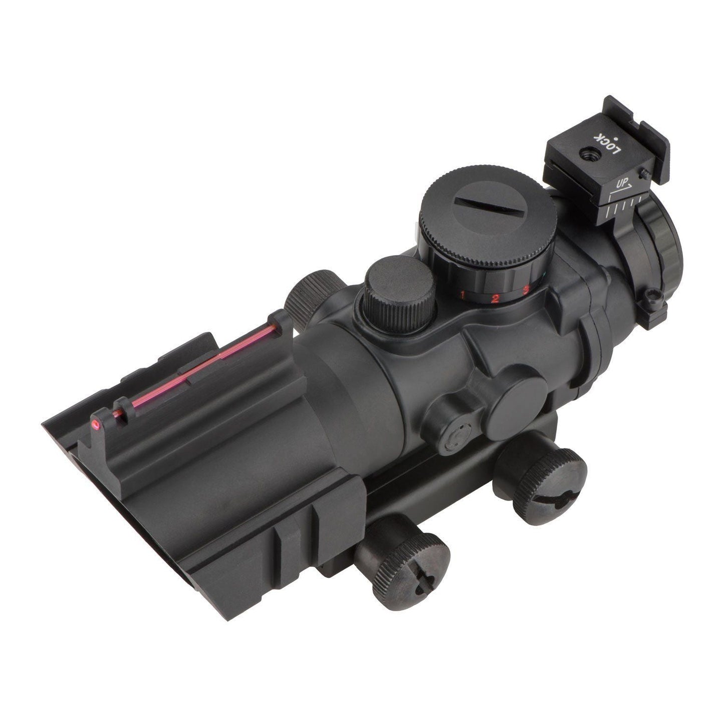 Compact 4x32 Illuminated Reticle Optic with Fiber Optic Front Sight - Aimoptic