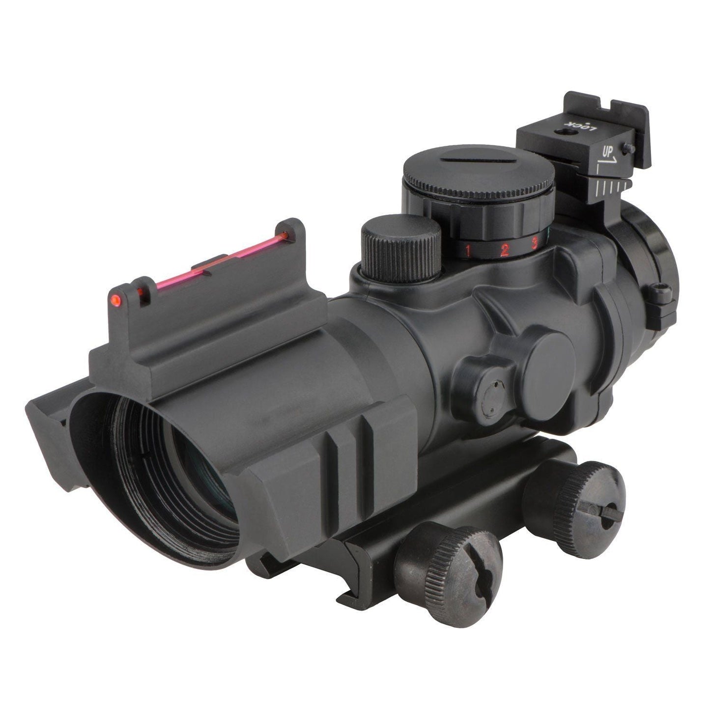 Compact 4x32 Illuminated Reticle Optic with Fiber Optic Front Sight - Aimoptic