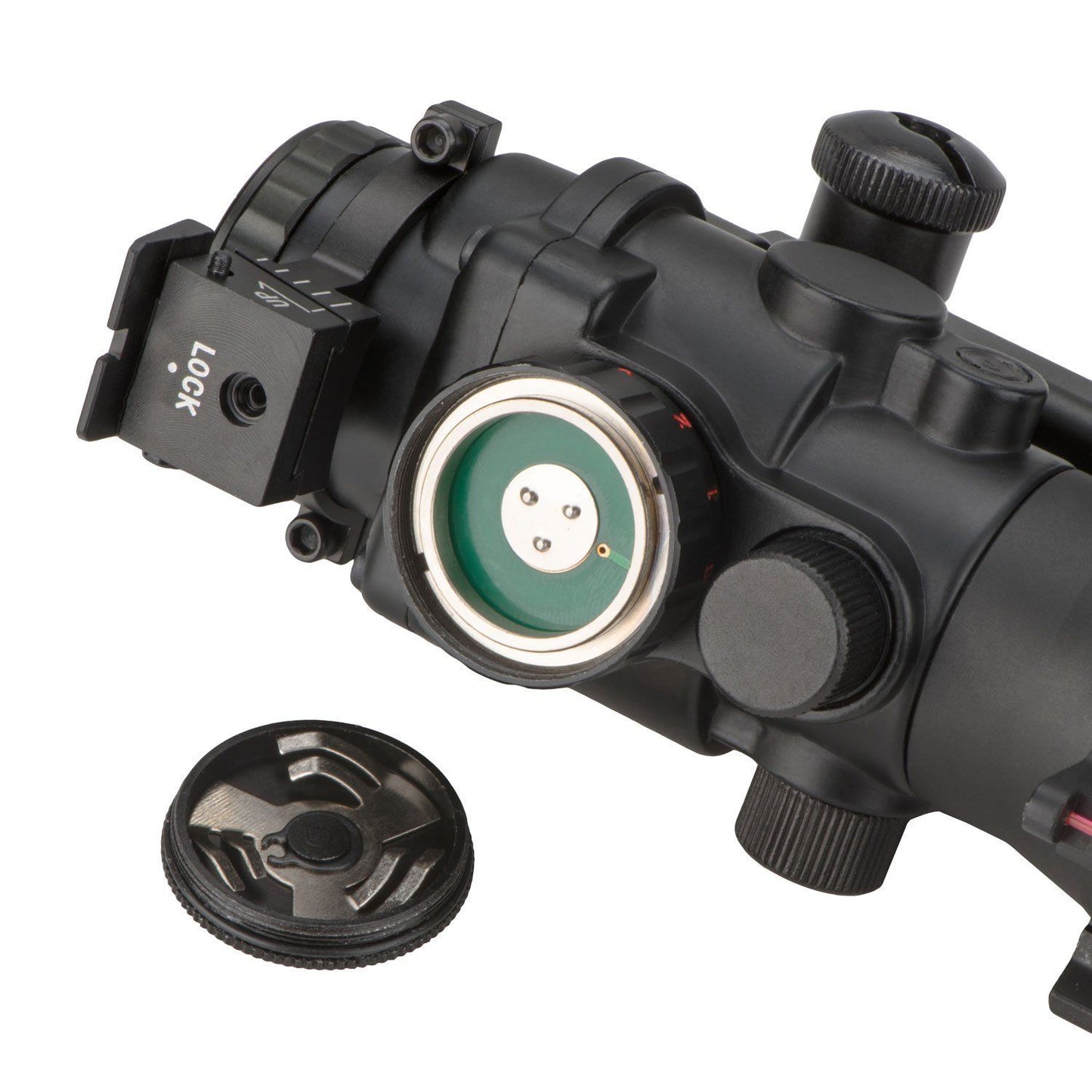 Compact 4x32 Illuminated Reticle Optic with Fiber Optic Front Sight - Aimoptic