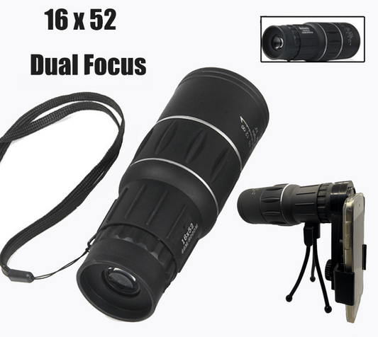 Dual Focus 16x52 Monocular Spotting Scope With Universal Phone Mount - Aimoptic