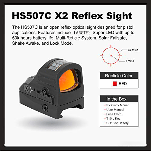 HS507C - X2 Classic Multi Reticle Red Dot Sight (Black) - Aimoptic