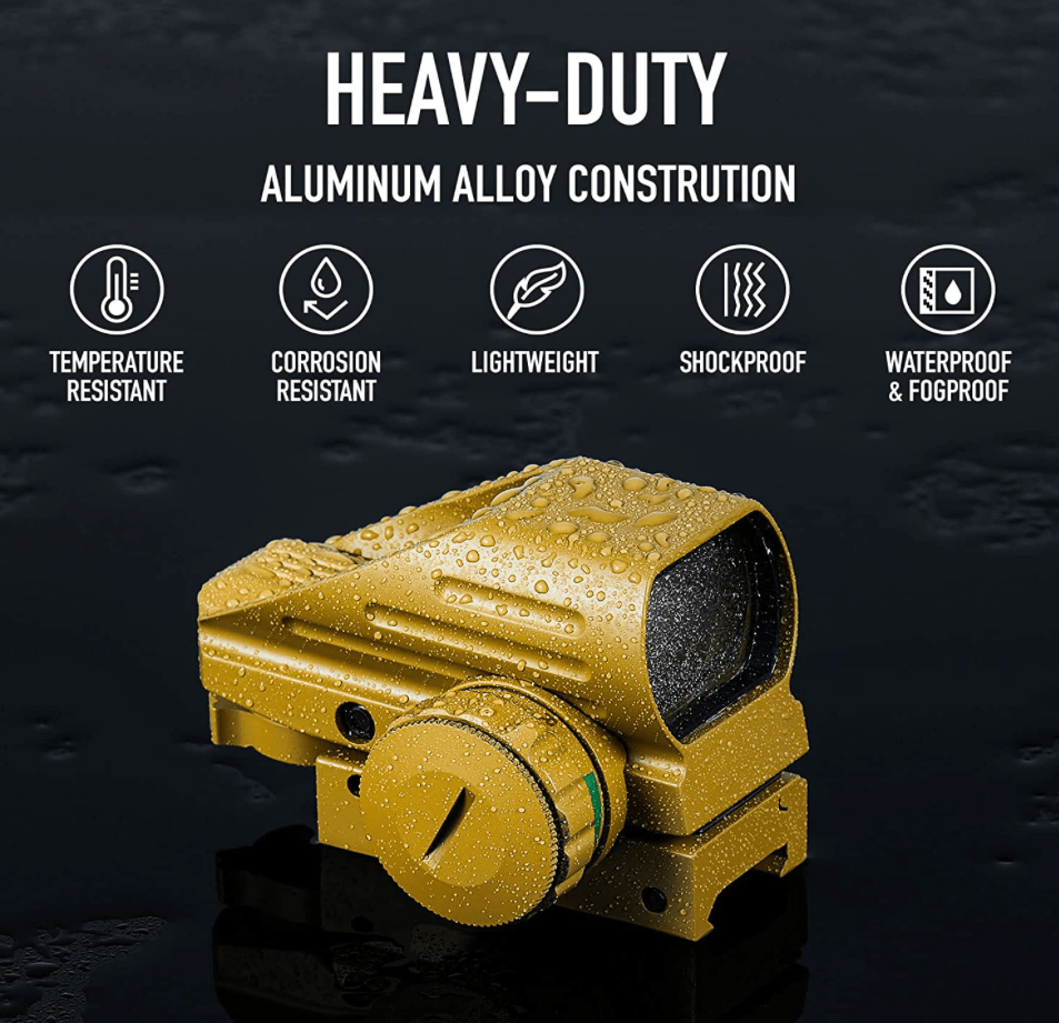 Reflex Dot Sight with 4 Different Reticle Options in Red or Green (FDE) - Aimoptic